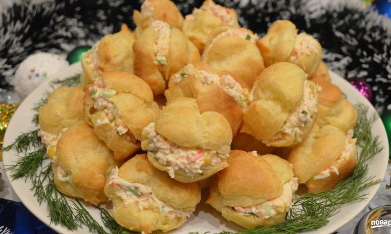 Рецепт профитролей с крабовой начинкой