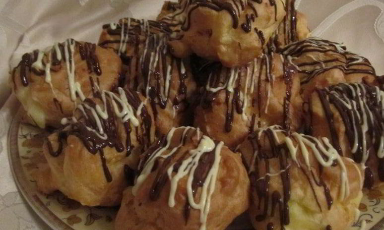 Рецепт заварного пирожного с заварным кремом на белом шоколаде