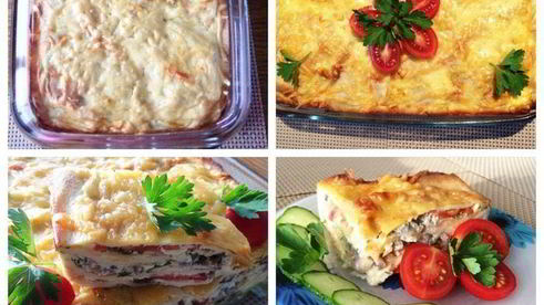 блинная запеканка с грибами