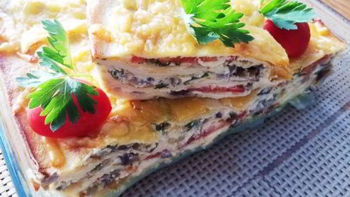 блинная запеканка с грибами