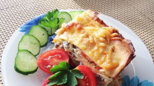 блинная запеканка с грибами