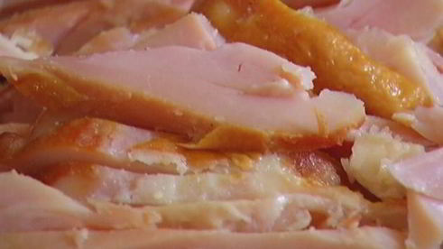 деревенская запеканка с копченой курицей и сыром