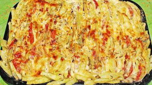 овощная запеканка из кабачков с картофелем и помидорами