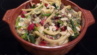 Пестрая запеканка с маккарони