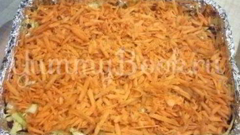 похрустывающая запеканка из капусты с грецким орехом