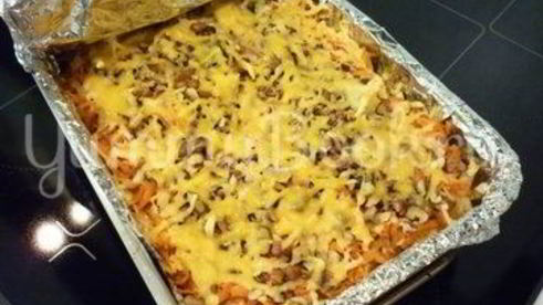 похрустывающая запеканка из капусты с грецким орехом