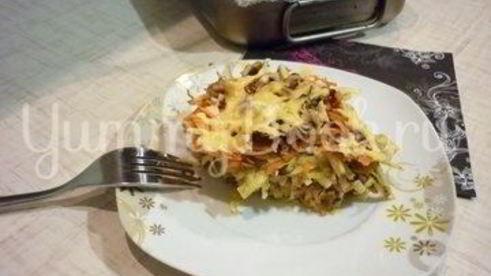 похрустывающая запеканка из капусты с грецким орехом