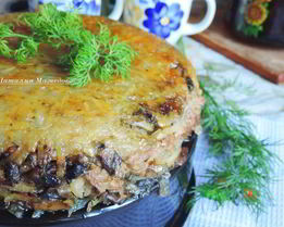 Постная картофельная запеканка с грибами