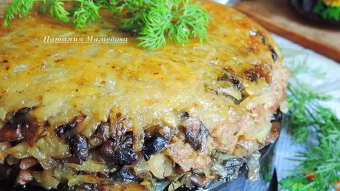 постная картофельная запеканка с грибами