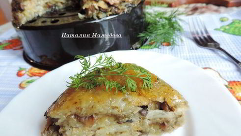 постная картофельная запеканка с грибами