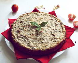 Творожная запеканка с баклажанами и помидорами черри