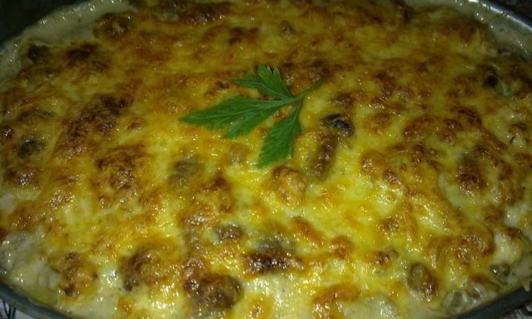 Рецепт запеканки из куриной грудки и опят