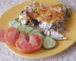 Запеканка из курицы с шампиньонами