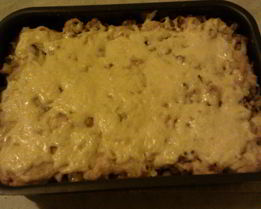 Запеканка из макарон с курицей