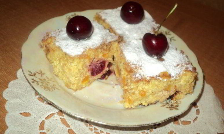 Рецепт запеканки из творога и кукурузных хлопьев с курагой