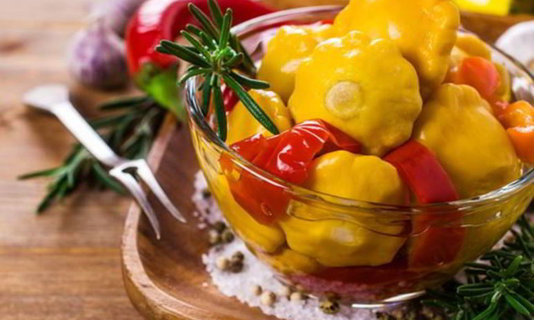 Рецепт маринованных патиссонов с перцем
