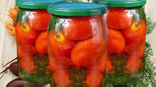 Маринованные помидоры на зиму с морковной ботвой