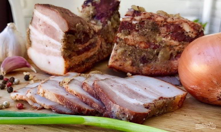 Рецепт сала в луковой шелухе