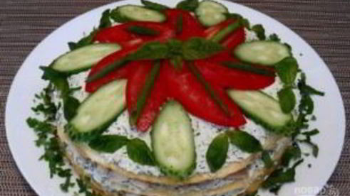 белковый торт с куриной грудкой