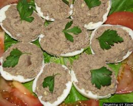Яйца фаршированные куринной печенью