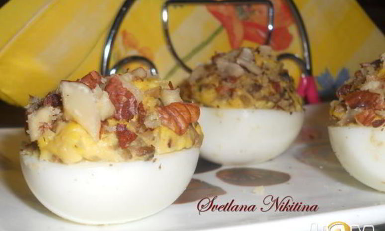Рецепт яиц фаршированных с грибами