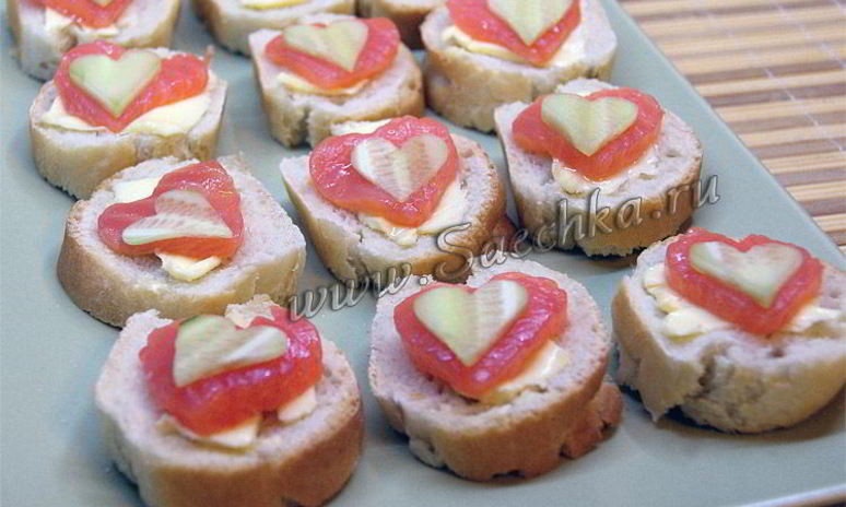 Рецепт канапе с сердечками