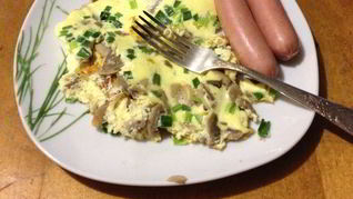 Омлет с шампиньонами и зеленым луком