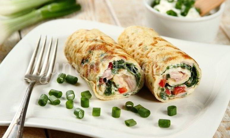 Рецепт омлета с ветчиной и зеленью