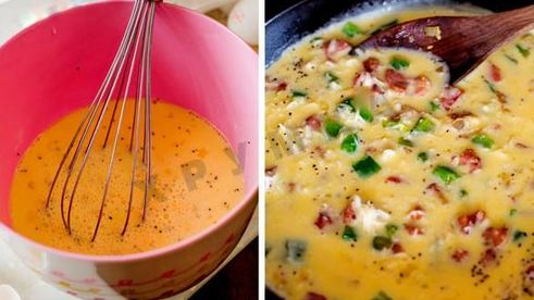 запеченный омлет с сосисками и овощами