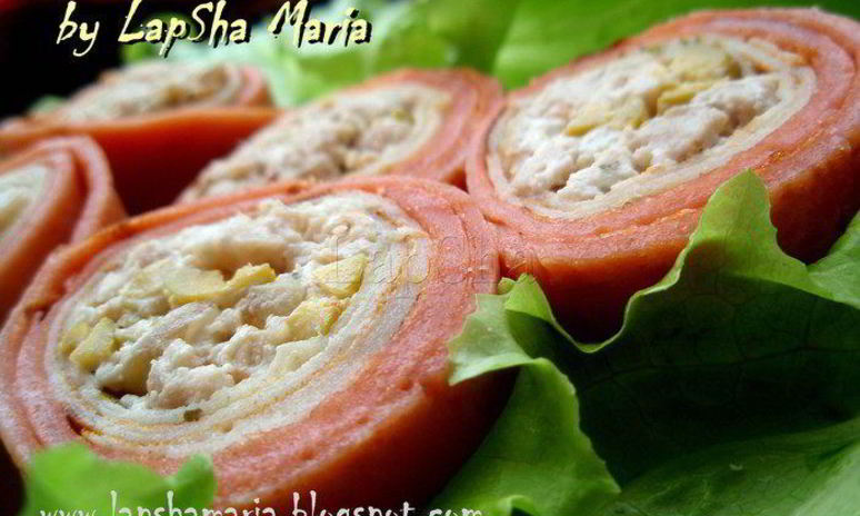 Рецепт блинных роллов с курицей и оливками