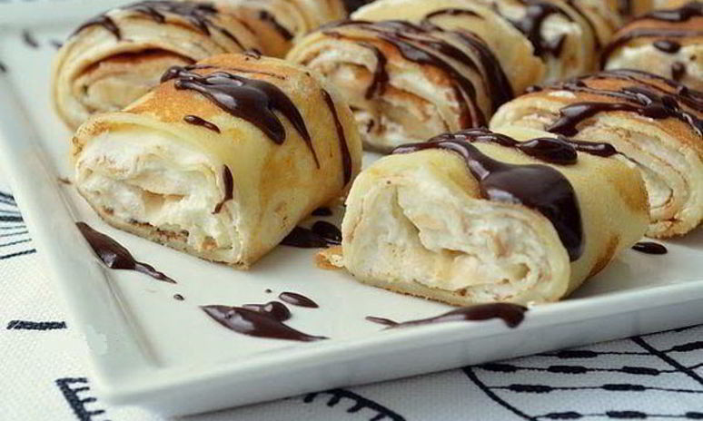 Рецепт роллов из рисовых блинчиков с творожно-банановым кремом