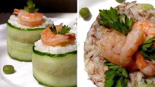 Роллы с тунцом и креветками