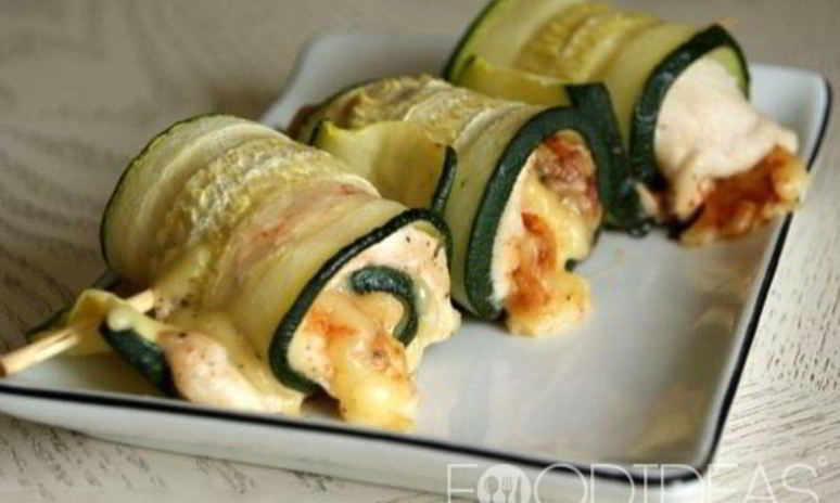 Рецепт кабачковых рулетиков с курицей