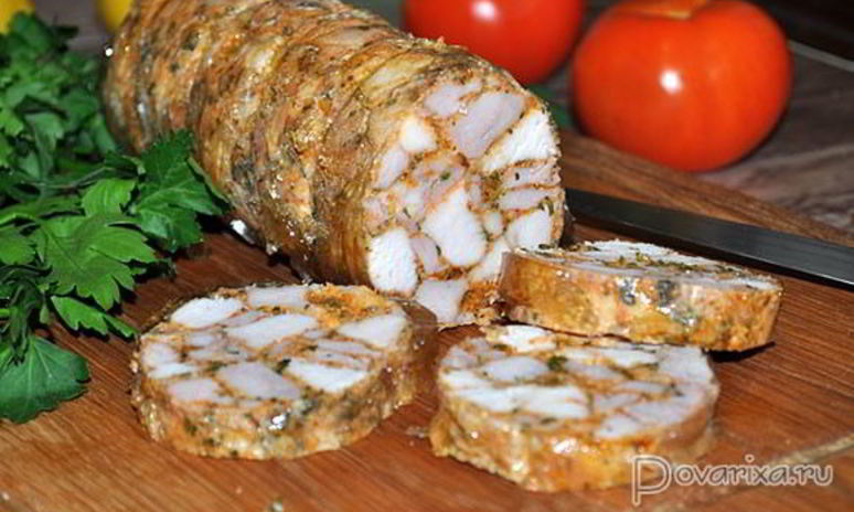 Рецепт куриного рулета мраморного