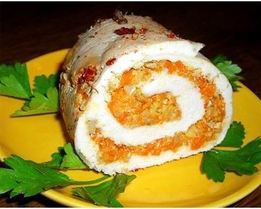 Мясной рулет с начинкой из тыквы