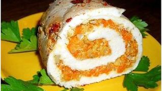 Мясной рулет с начинкой из тыквы