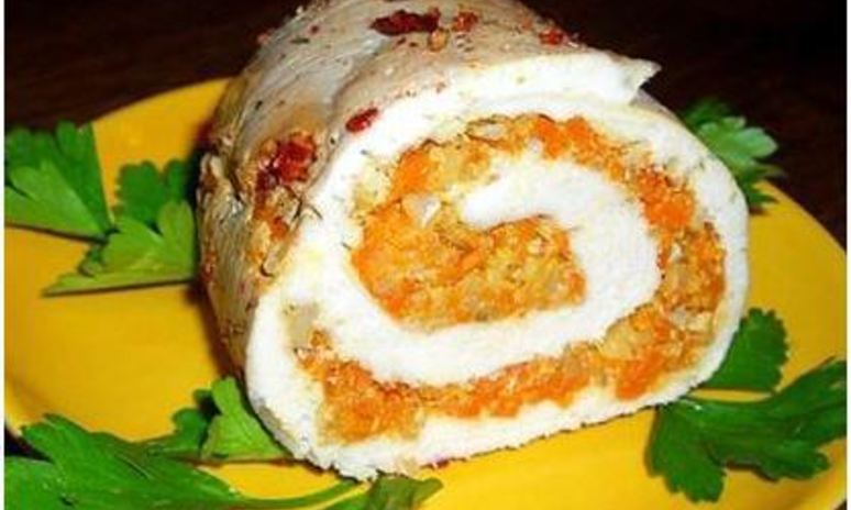 Рецепт мясного рулета с начинкой из тыквы