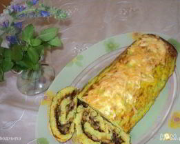 Рулет из кабачков с грибами и сыром