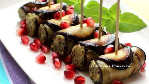 рулетики из баклажанов с орехами