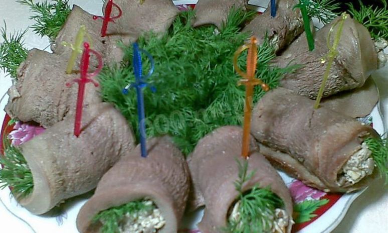 Рецепт рулетиков из языка