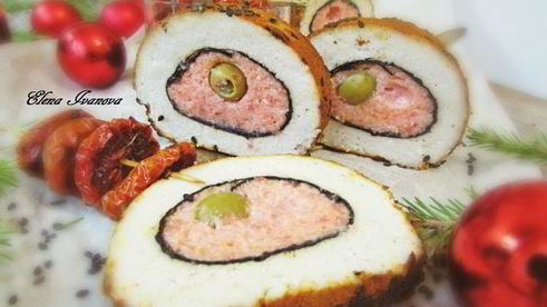 рыбный рулет с оливками