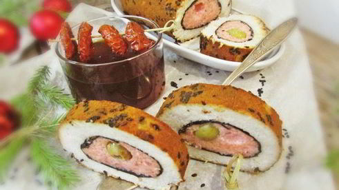 рыбный рулет с оливками