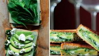 Жареный сэндвич с авокадо, шпинатом и сыром