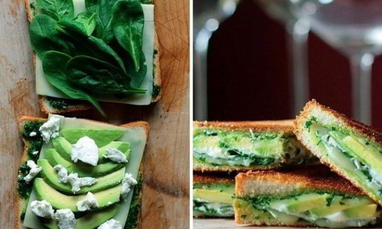 Рецепт жареного сэндвича с авокадо, шпинатом и сыром