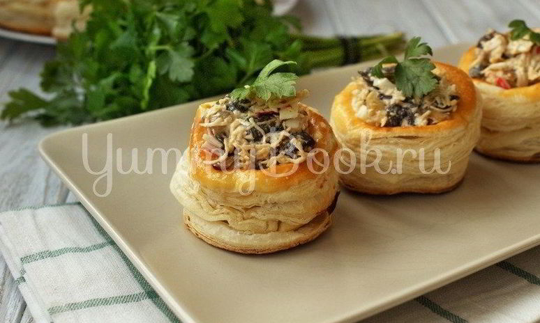 Рецепт тарталеток из слоеного теста с начинкой