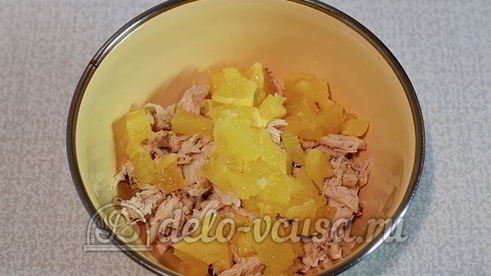 тарталетки с курицей и апельсином