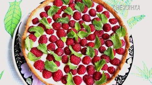 шоколадно-творожный тарт-суфле с малиной