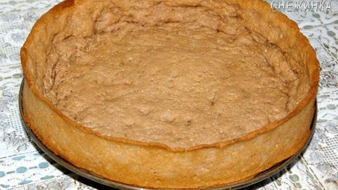 шоколадно-творожный тарт-суфле с малиной