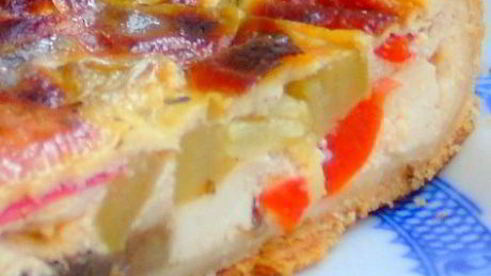 сметанный тарт с овощами и фетой