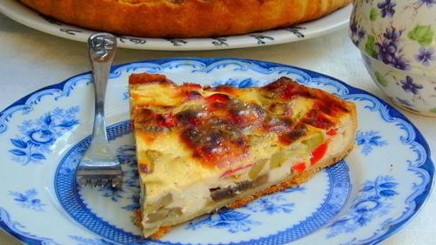 сметанный тарт с овощами и фетой